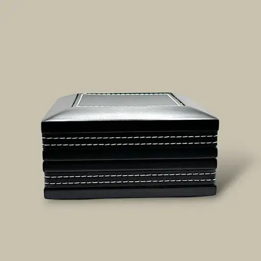 Black Leather Cigar Ashtray Box Set ASH-CG07BK – Top View