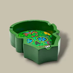 Green Painted Skull Cigar Ashtray ASH-CT01SC – Side View