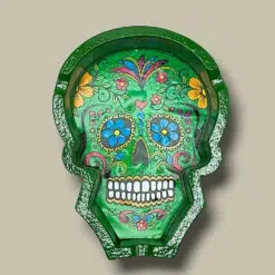 Green Painted Skull Cigar Ashtray ASH-CT01SC – Top View