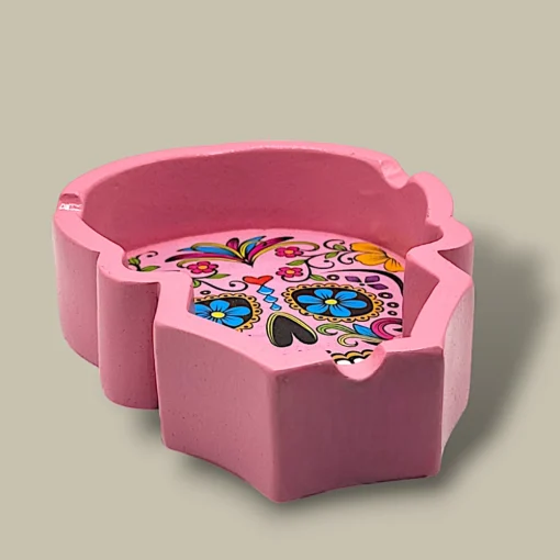 Pink Painted Skull Cigar Ashtray ASH-CT01SE – Side View