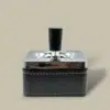 Square Cigarette Ashtray with Black Leather ASH-CT09CE – Front View