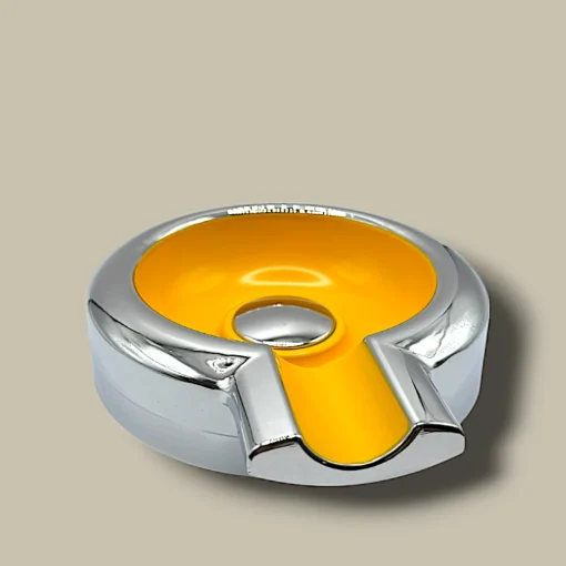 Yellow and Silver Cigar Ashtray ASH-CG04AB – Front View