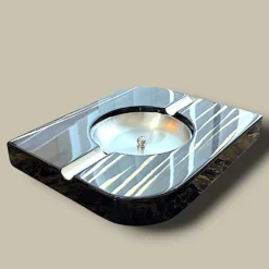 Zebrawood and Metal Cigar Ashtray ASH-CG08CM – Side View