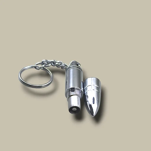 Bullet Cigar Cutter Keychain Silver BC-87S – Open View