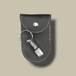 Bullet Cigar Cutter Keychain Silver – With Leather Case
