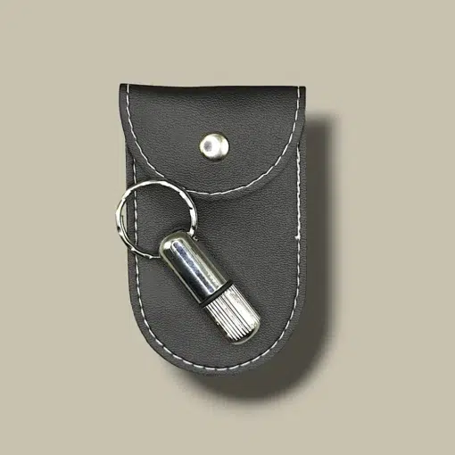 Bullet Cigar Cutter Keychain Silver – With Leather Case