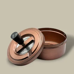 Copper Metal Push-Top Cigarette Ashtray ASH-CT09CA – Open
