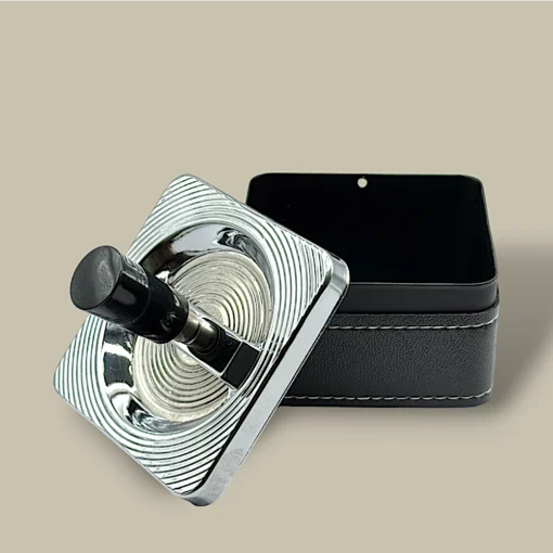Square Cigarette Ashtray with Black Leather ASH-CT09CE – Open View