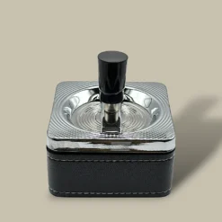 Square Cigarette Ashtray with Black Leather ASH-CT09CE – Top View