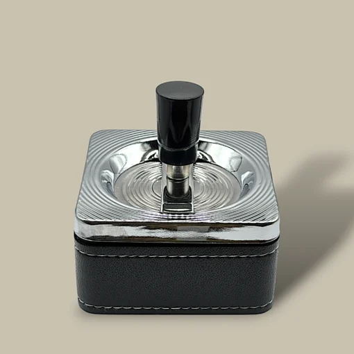 Square Cigarette Ashtray with Black Leather ASH-CT09CE – Top View