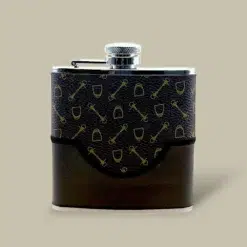 Equestrian Pattern Leather Flask FL-530 – Front View