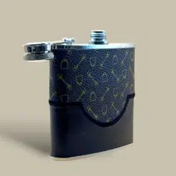 Equestrian Pattern Leather Flask FL-530 – Side View