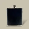 Black Leather Wrapped Flask FL-610 – Front View