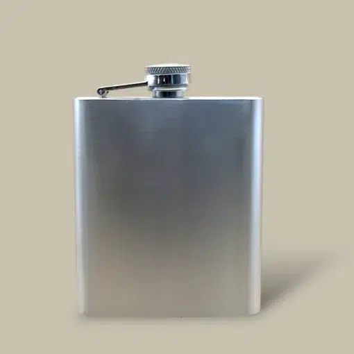 Classic Brushed Steel Flask FL-570 – Front View