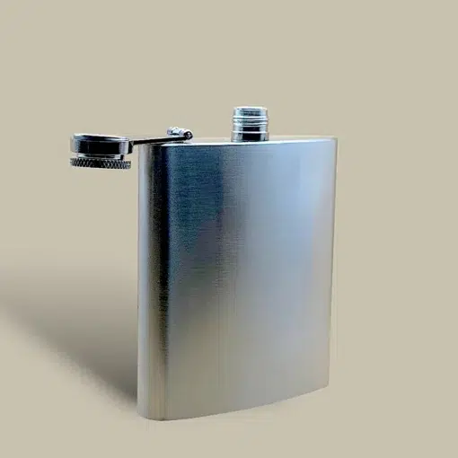 Classic Brushed Steel Flask FL-570 – Open Cap View