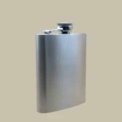 Classic Brushed Steel Flask FL-570 – Side Angle