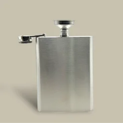 Brushed Steel Flask with Funnel FL-580 – Open Cap View