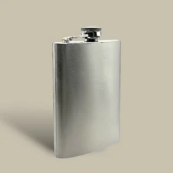 Brushed Steel Flask with Funnel FL-580 – Front View