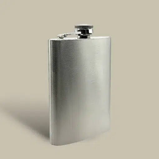 Brushed Steel Flask with Funnel FL-580 – Front View