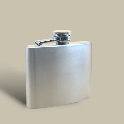 Compact Brushed Stainless Steel Flask FL-640 – Side View