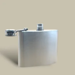 Compact Brushed Stainless Steel Flask FL-640 – Open Cap