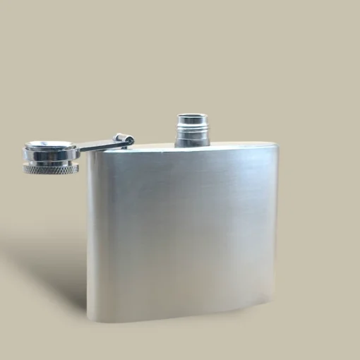 Compact Brushed Stainless Steel Flask FL-640 – Open Cap