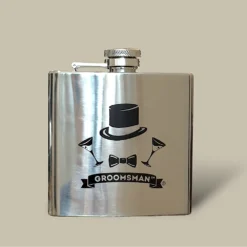 Groomsman Stainless Steel Flask FL-590 – Front View