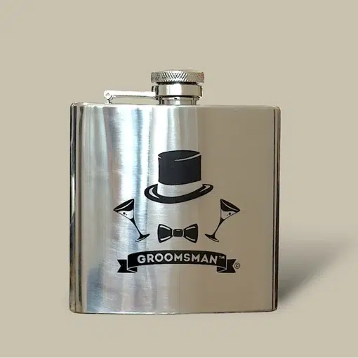 Groomsman Stainless Steel Flask FL-590 – Front View