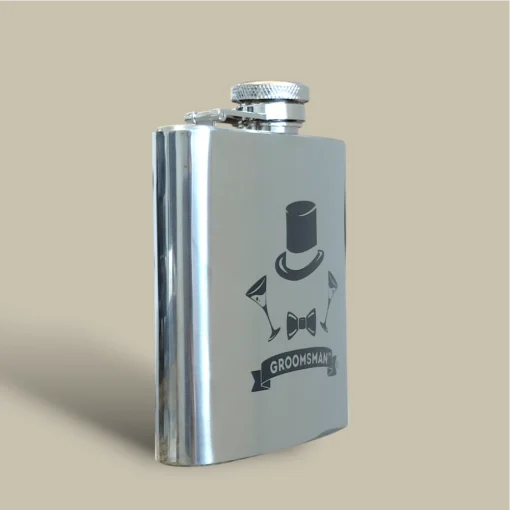 Groomsman Stainless Steel Flask FL-590 – Side View
