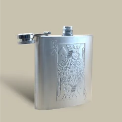 King of Spades Stainless Steel Flask FL-560 – Open Cap View