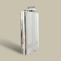 Polished Steel Cross Engraved Flask FL-620 – Side View