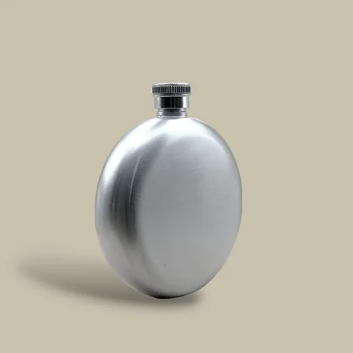 Round Brushed Stainless Flask FL-630 – Side View