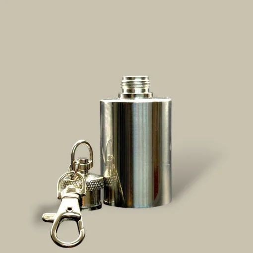 Round Stainless Keychain Flask FL-690 – Open View