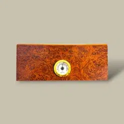 Glass Top Burl Cigar Humidor HM-118M-BU – Front View