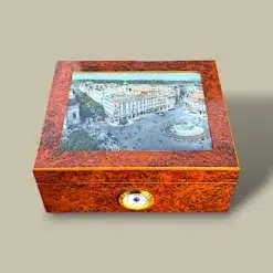 Glass Top Burl Cigar Humidor HM-118M-BU – Top View