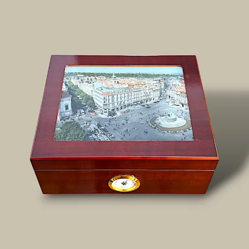Glass Top Cherry Cigar Humidor HM-118M-CH – Top View