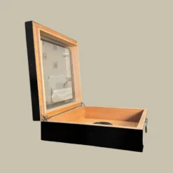 Glass Top Cigar Humidor HM-105A-BK – Side Angle