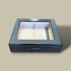 Glass Top Carbon Fiber Cigar Humidor HM-106A-CF – Closed Top
