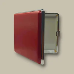 eather Cigarette Case Red Side View – CC-46