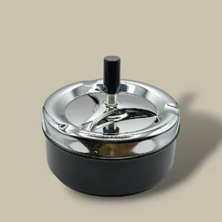Black Metal Push Ashtray ASH-CT09CB – Angled View