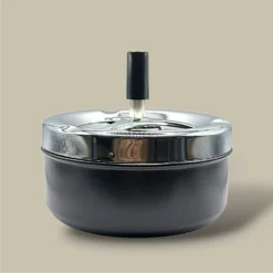 Black Metal Push Ashtray ASH-CT09CB – Front View