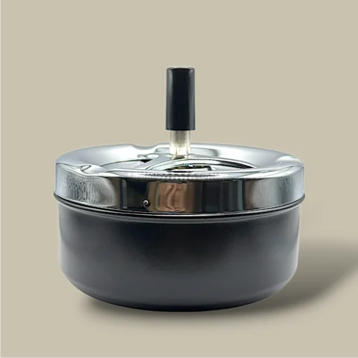 Black Metal Push Ashtray ASH-CT09CB – Front View