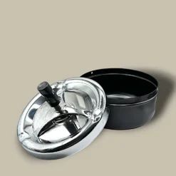 Black Metal Push Ashtray ASH-CT09CB – Open View