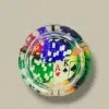Round Glass Cigarette Ashtray with AK Poker Cards and Chips – Top View