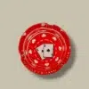 Round Glass Cigarette Ashtray with Red Aces Design – Top View