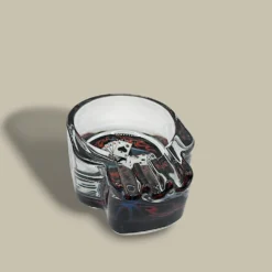 Skull Glass Cigarette Ashtray with Casino Design – Side View