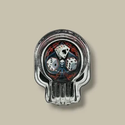 Skull Glass Cigarette Ashtray with Casino Design – Top View