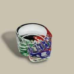 Skull Glass Cigarette Ashtray with Multicolor Chips – Top View