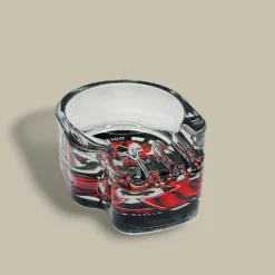 Skull Glass Cigarette Ashtray with Poker Chip Design – Side View