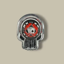 Skull Glass Cigarette Ashtray with Poker Chip Design – Top View